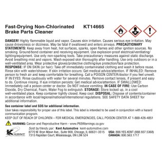  Transfer Label for KT14665 Brake Cleaner - 1564503