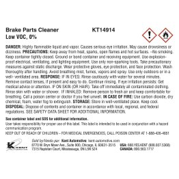 Kent® Transfer Label for KT14914 Brake Cleaner - 1564502