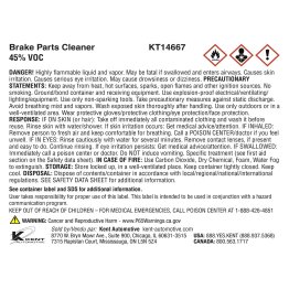 Kent® Transfer Label for KT14667 Brake Cleaner - 1564504