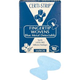  Blue Metal Detectable Bandages - Fingertip - 50/box - 1488311